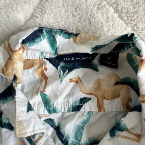 Janie & Jack | Boys Poplin Camel Print Shirt & Swim Trunks | Size 2T/18-24 Month - Picture 5 of 10
